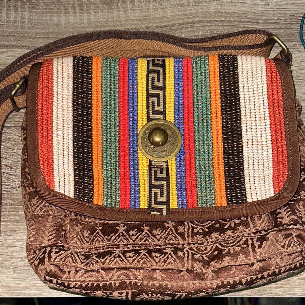 Crossbody Bag with Bohemian Stripes